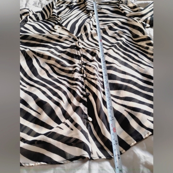 River Island Zebra Print Sheer Long Sleeve Top - Picture 8 of 11